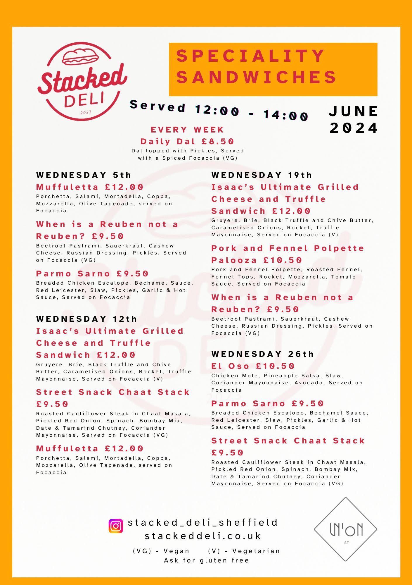 the stacked deli menu